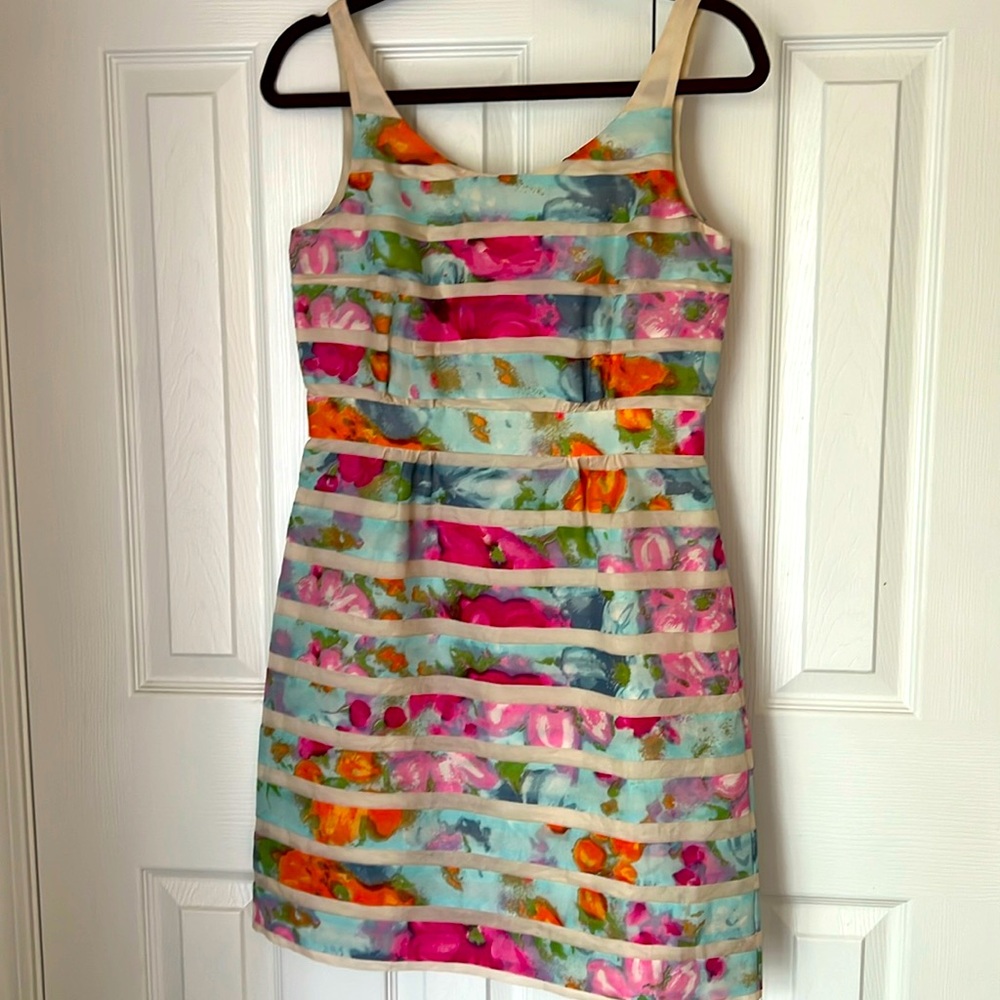 Never worn. J Crew 100% silk and organza dress.